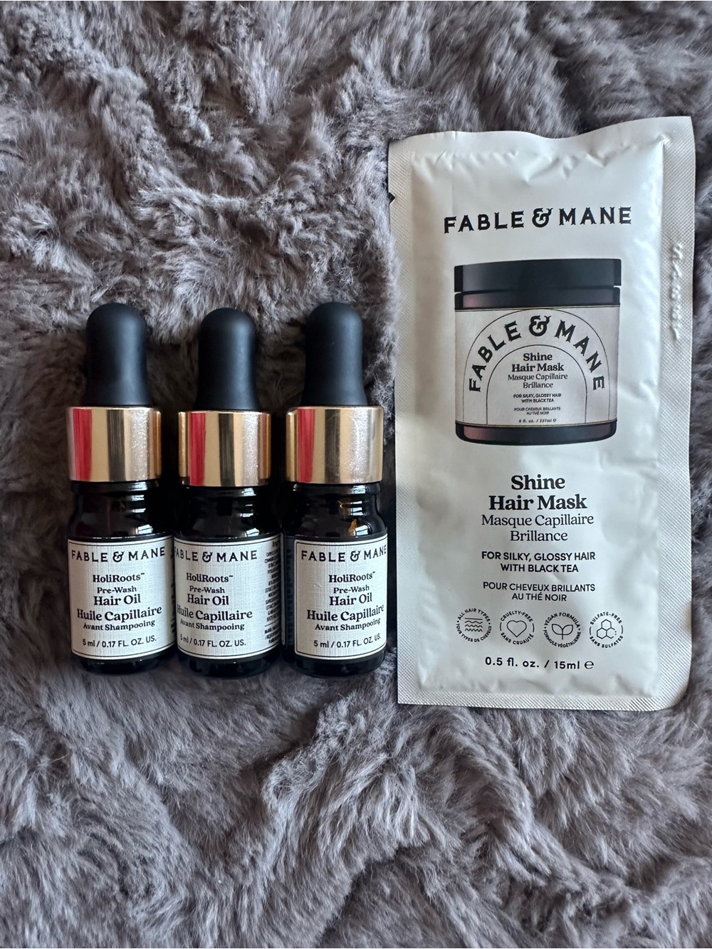 Fable & Mane Shine Hair Mask and Hair Oil Trio - Black
